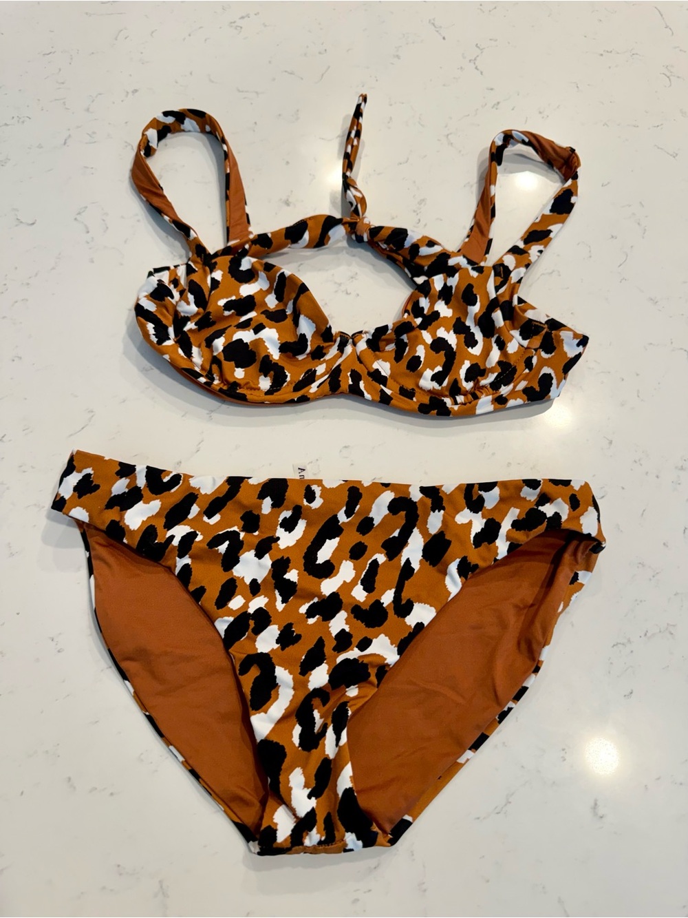 Vitamin A Leopard Print Underwire Bikini Set in Rust, Black & White